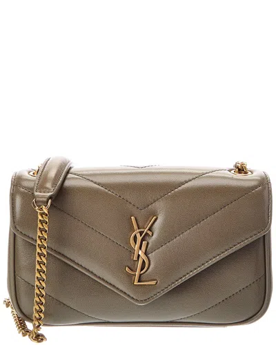 Saint Laurent Loulou Mini Leather Crossbody In Brown