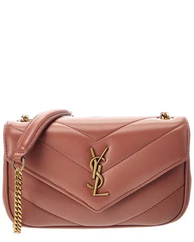 Saint Laurent Loulou Mini Leather Crossbody In Pink