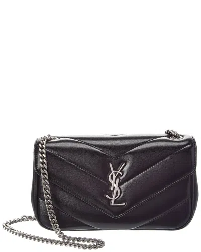 Saint Laurent Loulou Mini Leather Crossbody In Purple