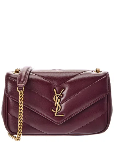 Saint Laurent Loulou Mini Leather Crossbody In Burgundy