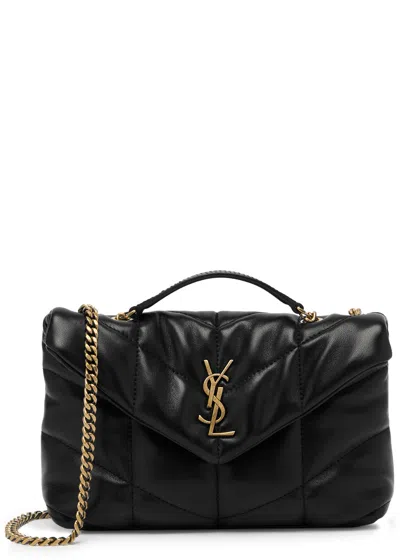 Saint Laurent Loulou Mini Leather Shoulder Bag In Black