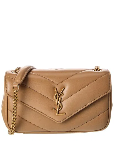 Saint Laurent Loulou Mini Leather Shoulder Bag In Brown