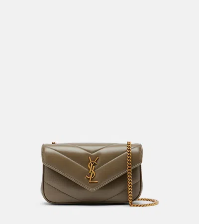 Saint Laurent Loulou Mini Leather Shoulder Bag In Green