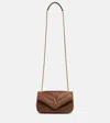 Saint Laurent Loulou Mini Matelassé Suede Shoulder Bag In Brown