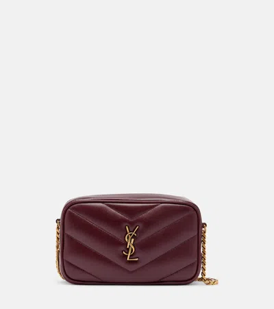 Saint Laurent Loulou Mini Quilted Leather Camera Bag In Burgundy