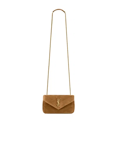 Saint Laurent Loulou Mini Shoulder Bag In Brown