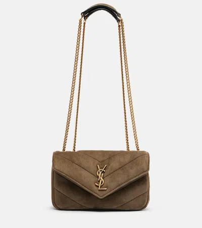 Saint Laurent Loulou Mini Suede Shoulder Bag In Brown