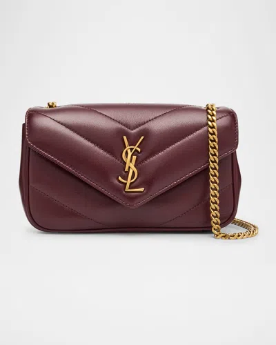 Saint Laurent Loulou Mini Ysl Chain Crossbody Bag In Quilted Leather In Burgundy