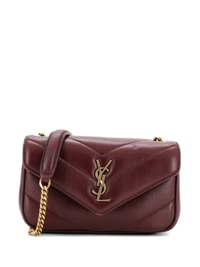 Pre-owned Saint Laurent Loulou Nm Matelasse Chevron Leather Mini Shoulder Bag In Red