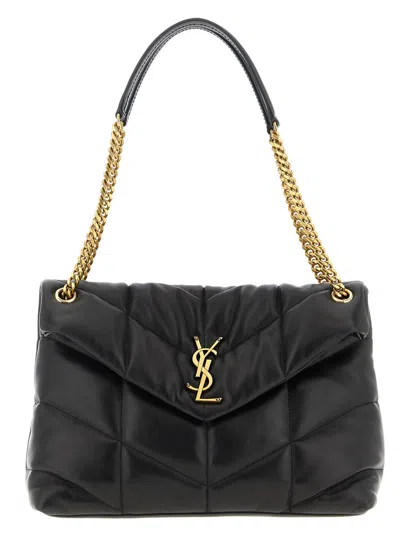 Saint Laurent Loulou Puffer Medium Shoulder Bag In Black