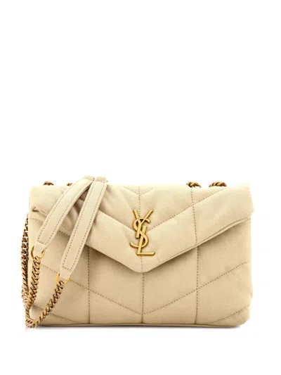 Pre-owned Saint Laurent Loulou Puffer Quilted Canvas Mini Shoulder Bag