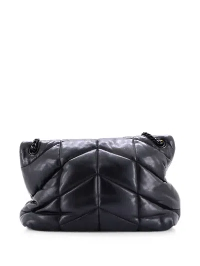 Pre-owned Saint Laurent Loulou Puffer Quilted Leather Medium Shoulder Bag In Black