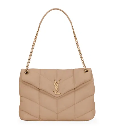Saint Laurent Loulou Puffer Shoulder Bag In Beige