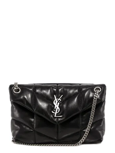 Saint Laurent Loulou Puffer Shoulder Bag In Black