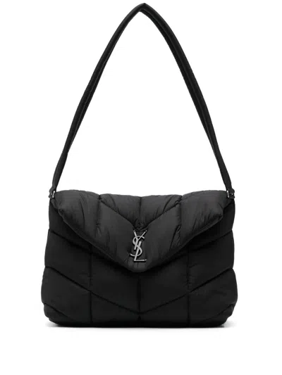 Pre-owned Saint Laurent Loulou Puffer Shoulder Bag In Black