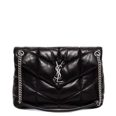 Saint Laurent Loulou Puffer Shoulder Bag In Black