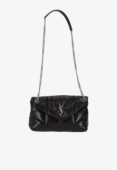 Saint Laurent Loulou Puffer Shoulder Bag In Black