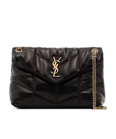 Saint Laurent Loulou Puffer Shoulder Bag In Black