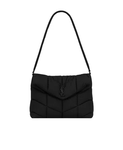 Saint Laurent Loulou Puffer Shoulder Bag In Black