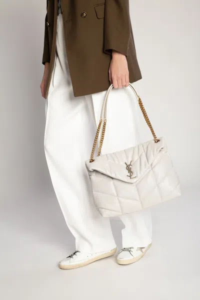 Saint Laurent ‘loulou Puffer' Shoulder Bag In Cream
