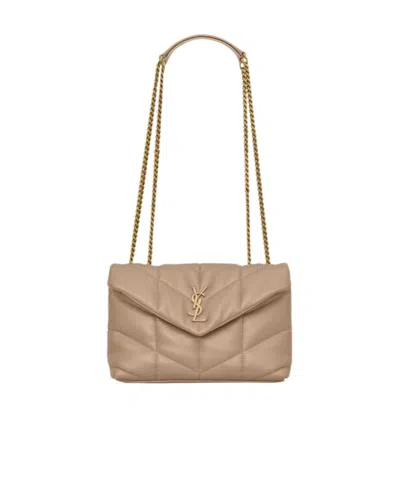 Saint Laurent Loulou Puffer Shoulder Bag In Nude | ModeSens