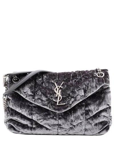 Saint Laurent Loulou Puffer Shoulder Bag Quilted Velvet Small (authentic Pre-  Loved) In Black