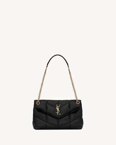 Saint Laurent Loulou Puffer Small Shoulder Bag In Quilted Nappa In Black