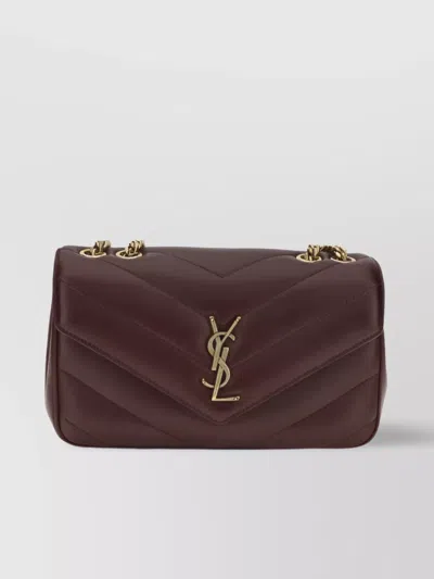 Saint Laurent Loulou Quilted Chevron Shoulder Bag In Red
