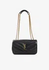 Saint Laurent Quilted Matelasse Leather Shoulder Bag In Black