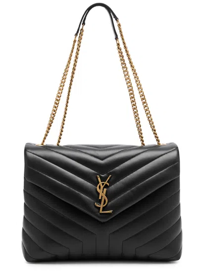 Saint Laurent Loulou Quilted Leather Shoulder Bag In Black