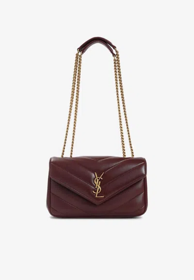 Saint Laurent Loulou Quilted Shoulder Bag In Burgundy