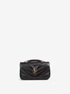 Saint Laurent Small Leather Crossbody Bag With Chevron Pattern In Black