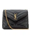 Saint Laurent Loulou Matelassé Small Shoulder Bag In Black