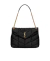 Saint Laurent Medium Loulou Puffer Quilted-logo Shoulder Bag In Black
