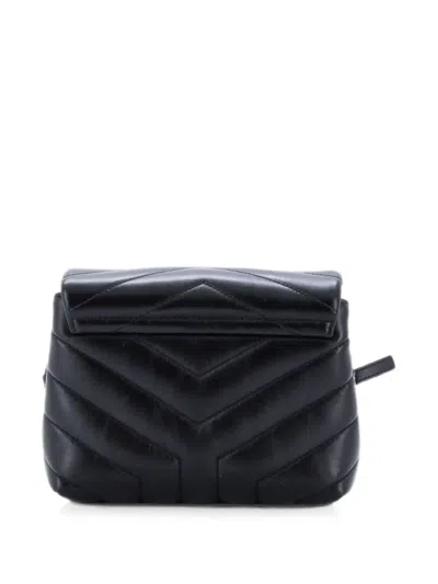 Pre-owned Saint Laurent Loulou Shoulder Bag Matelasse Chevron Leather Toy Crossbody Bag In 黑色