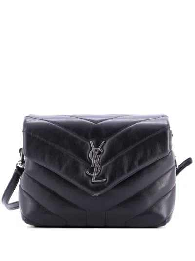 Pre-owned Saint Laurent Loulou Shoulder Bag Matelasse Chevron Leather Toy Crossbody Bag In Black