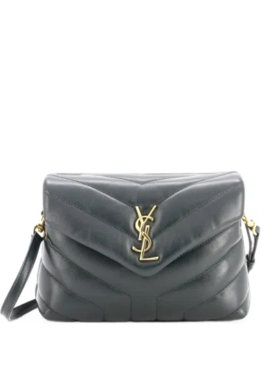 Pre-owned Saint Laurent Loulou Shoulder Bag Matelasse Chevron Leather Toy Crossbody Bag In Green