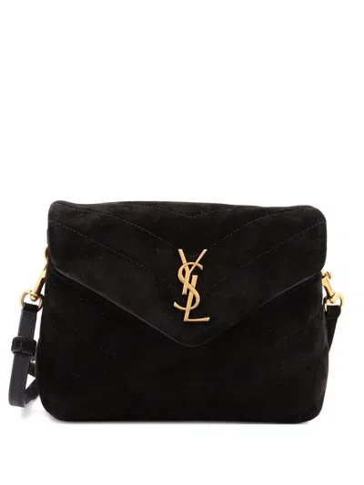 Pre-owned Saint Laurent Loulou Shoulder Bag Matelasse Chevron Suede Toy Crossbody Bag