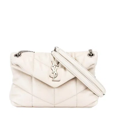 Saint Laurent Loulou Shoulder Bag In White
