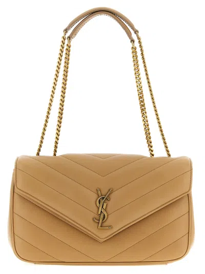 Saint Laurent Loulou Shoulder Bags Beige In Nude