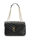 Saint Laurent Black Loulou Medium Shoulder Bag In Black
