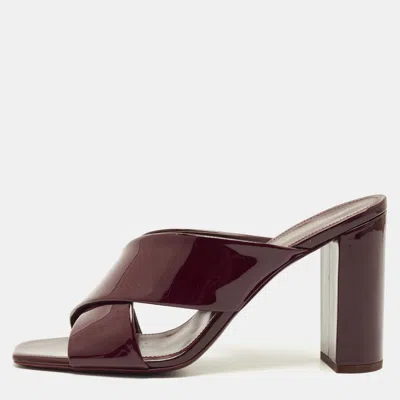 Pre-owned Saint Laurent Loulou Size 41 Burgundy Patent Leather Sandals