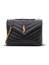 Saint Laurent Loulou Small Black Chevron Leather Crossbody Bag Woman