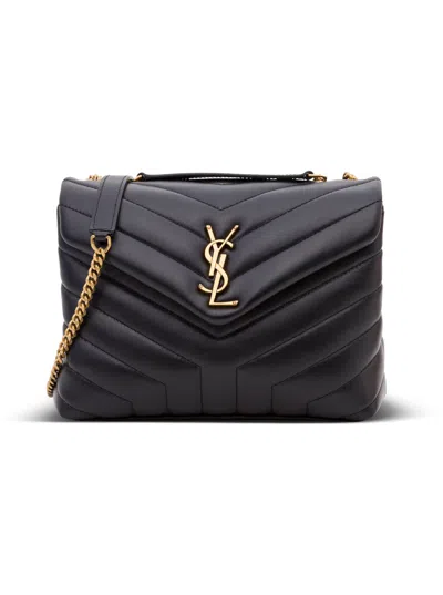 Saint Laurent Loulou Small Black Chevron Leather Crossbody Bag Woman