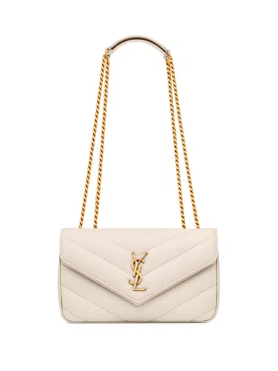 Saint Laurent White Loulou Small Crossbody Bag