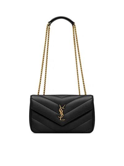 Saint Laurent Loulou Small Leather Bag In Black