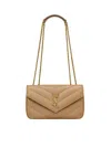 Saint Laurent Small Leather Loulou Shoulder Bag In Nude