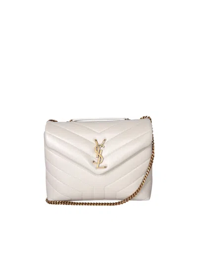 Saint Laurent Loulou Small Ivory/gold Bag In White
