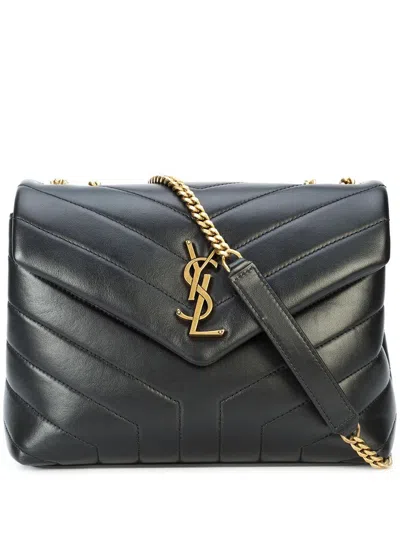 Saint Laurent Loulou Small Leahter Shoulder Bag In Black