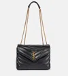 Saint Laurent Chevron Quilted Shoulder Bag With Chain Strap In Black